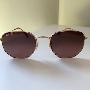 Rayban Hexagonal Sunglasses in Gold
